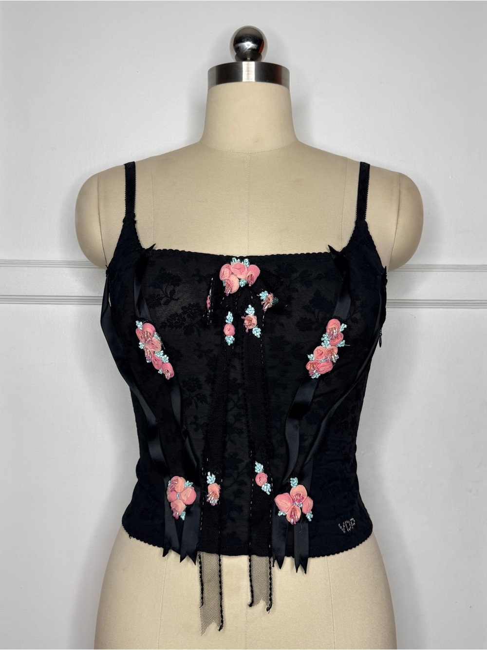 VDP black and pink rosette corset